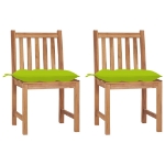 Sedie da Giardino 2 pz con Cuscini in Legno Massello di Teak