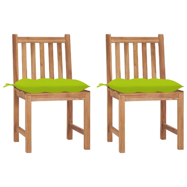 Sedie da Giardino 2 pz con Cuscini in Legno Massello di Teak