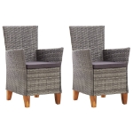 Sedie da Giardino 2 pz con Cuscini in Polyrattan Grigio