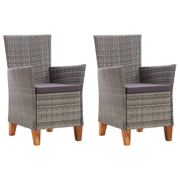 Sedie da Giardino 2 pz con Cuscini in Polyrattan Grigio