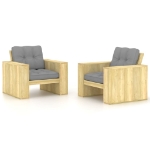 Sedie da Giardino 2 pz e Cuscini Grigi Legno Pino Impregnato