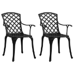 Sedie da Giardino 2 pz in Alluminio Pressofuso Nero
