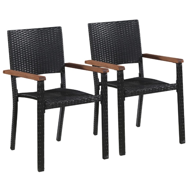Sedie da Giardino 2 pz in Polyrattan Nero