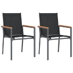 Sedie da Giardino 2 pz Nere 55x61,5x90 cm Textilene e Acciaio