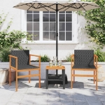 Sedie da Giardino 2 pz Nere in Polyrattan e Legno Massello