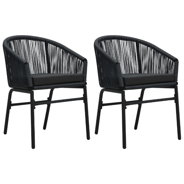 Sedie da Giardino 2 pz Nere in Rattan PE