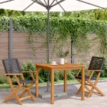 Sedie da Giardino 2 pz Nere Legno Massello Acacia e Polyrattan