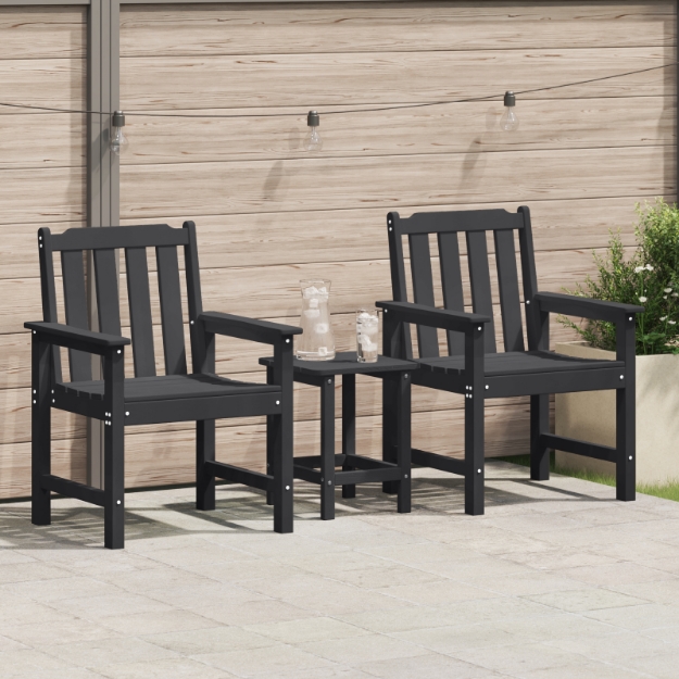 Sedie da Giardino 2 pz Nero HDPE