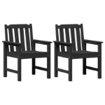 Sedie da Giardino 2 pz Nero HDPE