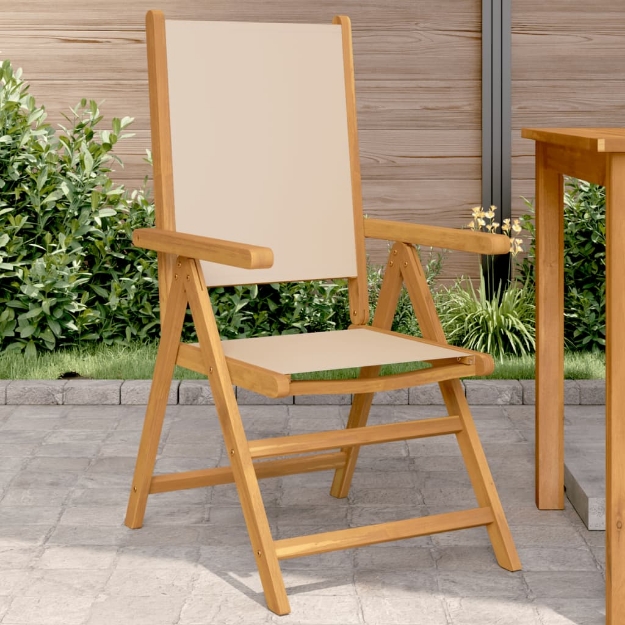 Sedie da Giardino 2pz Beige Legno Massello di Acacia e Tessuto