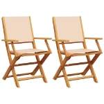 Sedie da Giardino 2pz Beige Legno Massello di Acacia e Tessuto