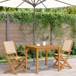 Sedie da Giardino 2pz Beige Legno Massello di Acacia e Tessuto
