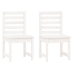 Sedie da Giardino 2pz Bianche 50x48x91,5 Legno Massello di Pino