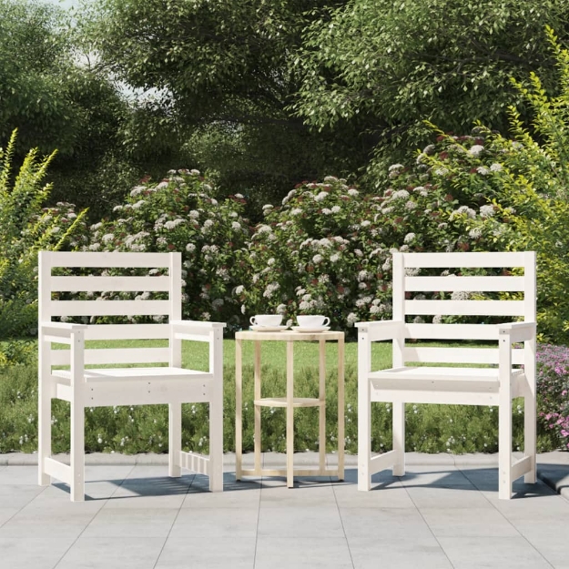 Sedie da Giardino 2pz Bianche 60x48x91cm Legno Massello di Pino