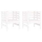 Sedie da Giardino 2pz Bianche 61,5x53x71cm Legno Massello Pino