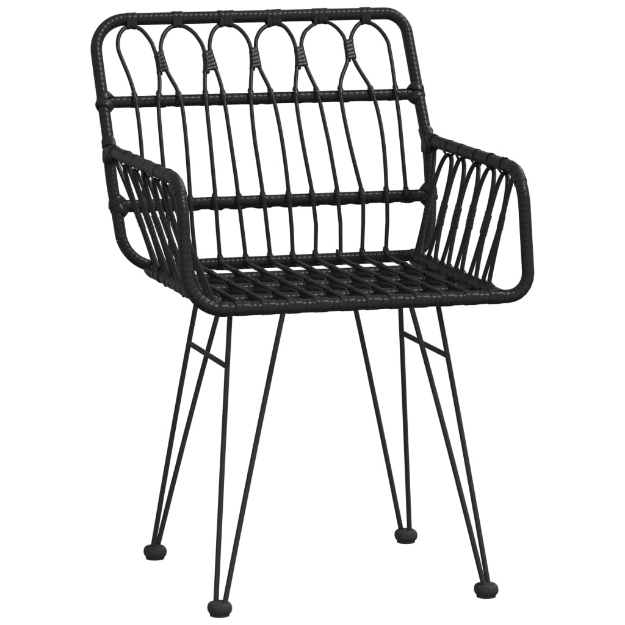 Sedie da Giardino 2pz con Braccioli Nero 56x64x80 cm Rattan PE