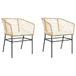 Sedie da Giardino 2pz con Cuscini Marrone in Polyrattan