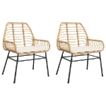 Sedie da Giardino 2pz con Cuscini Marrone in Polyrattan