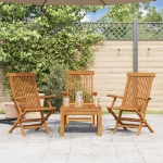 Sedie da Giardino 3pz in Legno Massello di Teak
