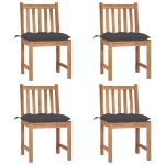 Sedie da Giardino 4 pz con Cuscini in Legno Massello di Teak