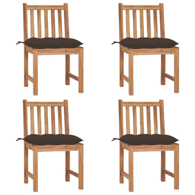 Sedie da Giardino 4 pz con Cuscini in Legno Massello di Teak