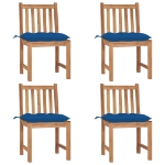 Sedie da Giardino 4 pz con Cuscini in Legno Massello di Teak