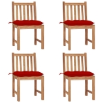 Sedie da Giardino 4 pz con Cuscini in Legno Massello di Teak