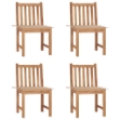 Sedie da Giardino 4 pz con Cuscini in Legno Massello di Teak