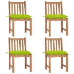 Sedie da Giardino 4 pz con Cuscini in Legno Massello di Teak
