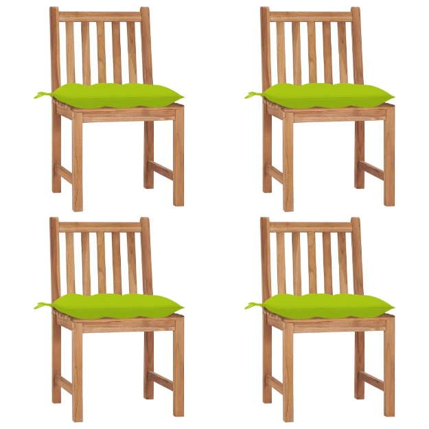 Sedie da Giardino 4 pz con Cuscini in Legno Massello di Teak