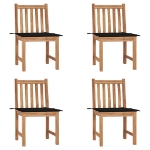 Sedie da Giardino 4 pz con Cuscini in Legno Massello di Teak