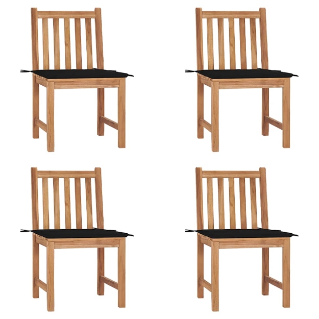 Sedie da Giardino 4 pz con Cuscini in Legno Massello di Teak