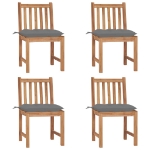 Sedie da Giardino 4 pz con Cuscini in Legno Massello di Teak