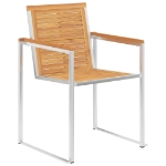 Sedie da Giardino 4 pz Legno Massello di Teak e Acciaio Inox