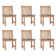 Sedie da Giardino 6 pz con Cuscini in Legno Massello di Teak