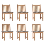 Sedie da Giardino 6 pz con Cuscini in Legno Massello di Teak