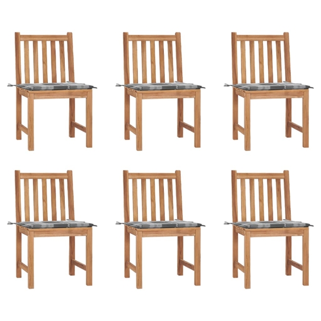 Sedie da Giardino 6 pz con Cuscini in Legno Massello di Teak