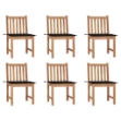 Sedie da Giardino 6 pz con Cuscini in Legno Massello di Teak