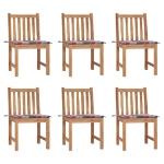 Sedie da Giardino 6 pz con Cuscini in Legno Massello di Teak