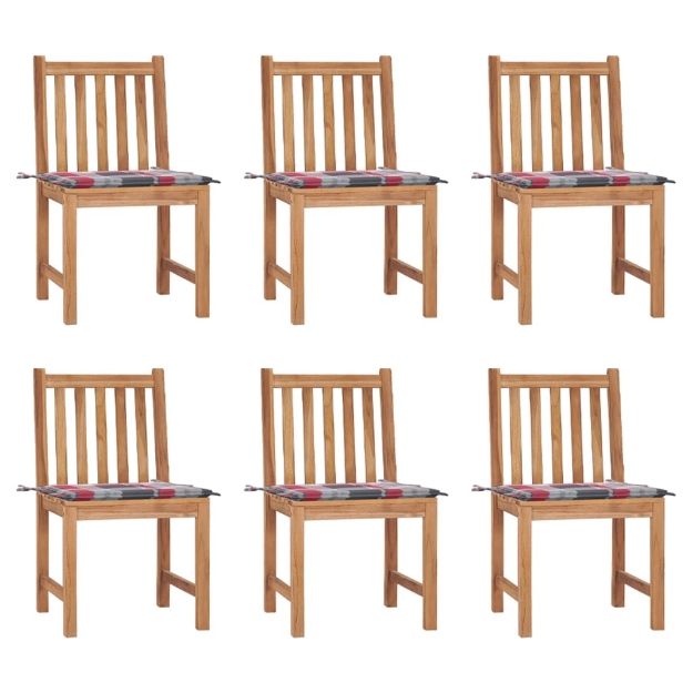 Sedie da Giardino 6 pz con Cuscini in Legno Massello di Teak