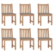 Sedie da Giardino 6 pz con Cuscini in Legno Massello di Teak