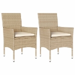 Sedie da Giardino con Cuscini 2 pz Beige in Polyrattan