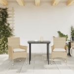 Sedie da Giardino con Cuscini 2 pz Beige in Polyrattan