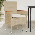 Sedie da Giardino con Cuscini 2 pz Beige in Polyrattan