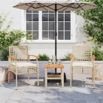 Sedie da Giardino con Cuscini 2 pz Beige in Polyrattan e Acacia