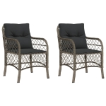 Sedie da Giardino con Cuscini 2 pz Grigie in Polyrattan