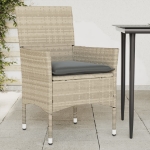 Sedie da Giardino con Cuscini 2 pz Grigio Chiaro in Polyrattan