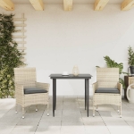 Sedie da Giardino con Cuscini 2 pz Grigio Chiaro in Polyrattan