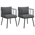 Sedie da Giardino con Cuscini 2 pz Nere in Polyrattan