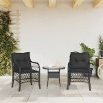 Sedie da Giardino con Cuscini 2 pz Nere in Polyrattan